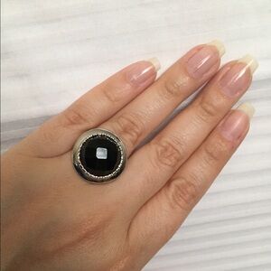 Black glass stainless steel ring